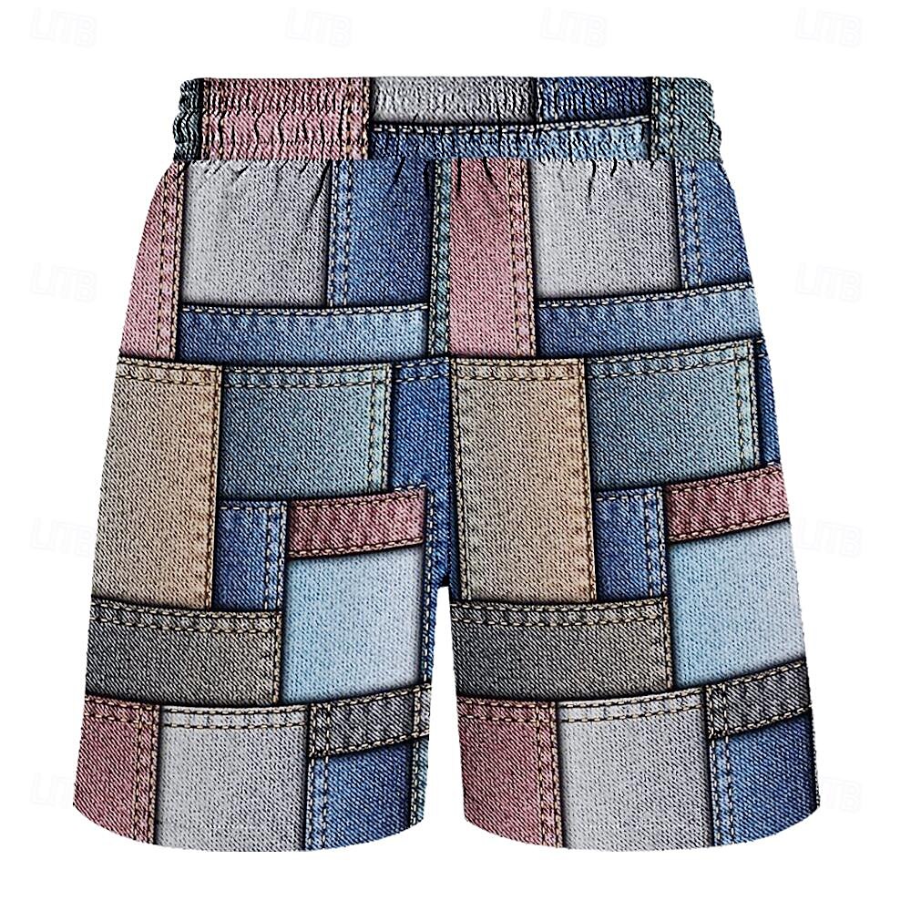 Homens Bloco de cor Grade / xadrez Estampa Geométrica Shorts de Natação Bermuda de Surf Calção de Banho Cintura Média Havaiana Casual Feriado Praia Com Cordão com forro de malha Cintura elástica de 2025 por $17.99 –P2
