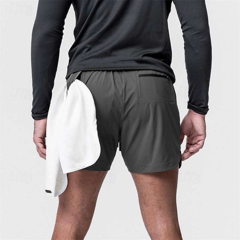 Hombre Pantalones Cortos Running Shorts de gimnasio Pantalones de chándal Correa Bolsillo con forro de compresión Cintura elástica Bermudas Interior Exterior Deporte Verano Secado rápido Ligero Suave 2026 - $16.49 –P11