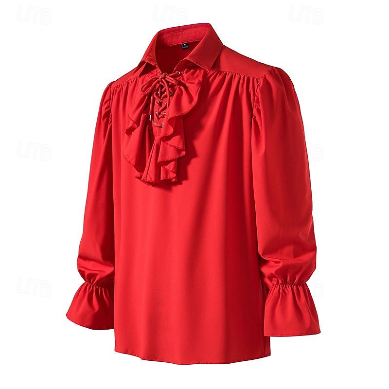 Punk og gotisk Kostymer i middelalderstil Renessanse Bluse / Skjorte Pirat Knekt Helfarge Kostyme Herre Pirat fantasi Royal Maskerade Ytelse Fest Maskerade Voksne Trøye 2026 - $12.49 –P16