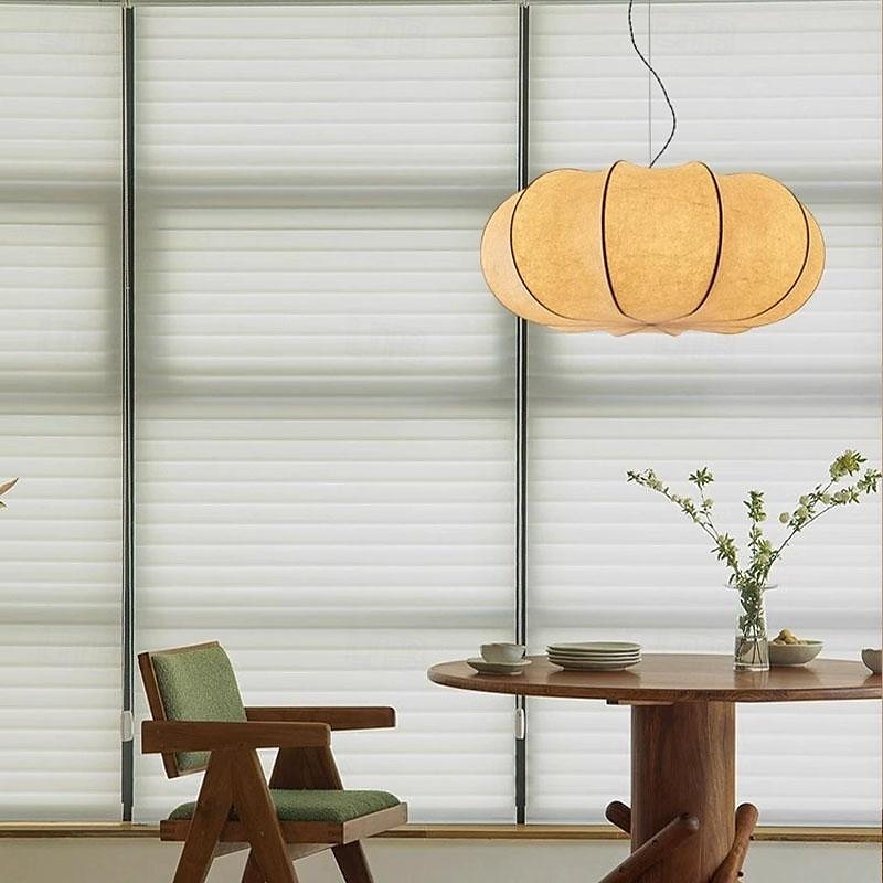 led pendellys 3-farget lyskilde 50/60cm 1-lys wabi-sabi silke kreativ gresskar silke lysekrone japansk hjem dekorative hengende lamper e26/e27 soverom stue spisestue 85-265v 2025 - $349.99 –P8