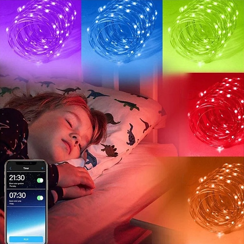 lumini inteligente usb fairy lumini impermeabile multicolore schimbătoare pentru Crăciun, ziua de naștere, petrecere de interior în aer liber decorare, telecomandă aplicație 2025 - $58.99 –P6