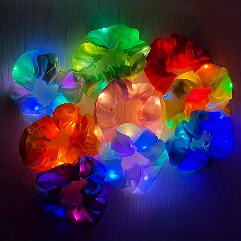 9 stk led festivalhårbånd - sterkt glødende elastiske bånd med flerfargede neonlys - 3 moduser for tilbehør til kvinners fest - perfekt for julefeiringer 2025 - $16.99 –P5