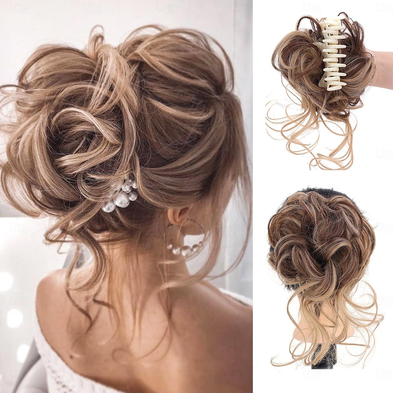 coc dezordonat piesa de par gheare gheare chignon sintetic ciufulit updo cu virici extensii de par coc de par ondulat coc de par artificial scrunchies accesorii de par pentru femei (blond mediu) 2025 - $14.49 –P7