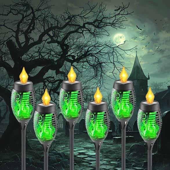 lumini solare cu flacără pâlpâitoare în aer liber, lumini pentru căi de lanternă solară de Crăciun de Halloween, lampă rezistentă la apă, decorare peisaj, iluminare, decorare pentru exteriorul căii de grădină, grătare de camping 2025 - $11.49 –P7