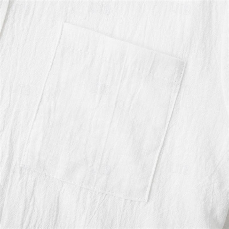 Per uomo Camicia Camicia Estiva Camicia casual Camicia da Spiaggia Camicia con Bottoni Nero Bianco Blu marino Marrone Kaki Manica Lunga Semplice Colletto alla coreana Vacanza Camicia hawaiana Tasca del 2025 a $30.99 –P20