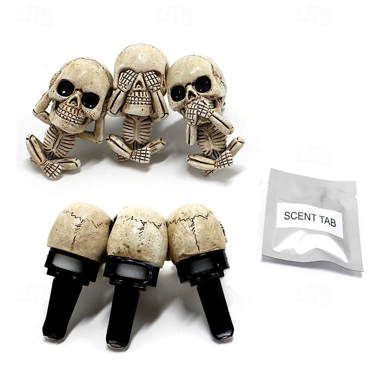 3pcs/set Resin Skull Air Freshener Clip Set - Creative Car Vent Decoration - Home Fragrance Diffuser 2025 - $12.49 –P2