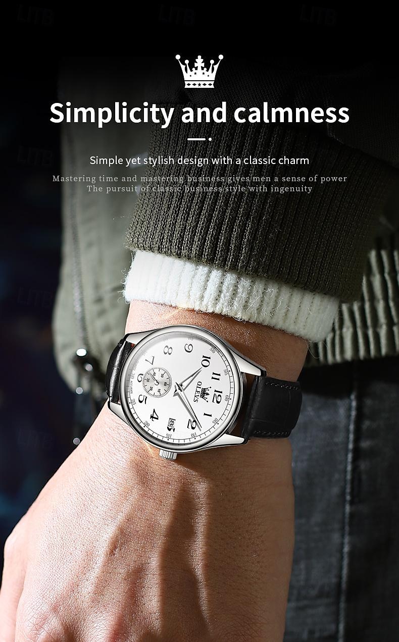 OLEVS Мужчины Кварцевые Минималистский Мода Наручные часы Светящийся Календарь ЗАЩИТА ОТ ВЛАГИ Украшение Кожа Часы 2026 - $28.99 –P13