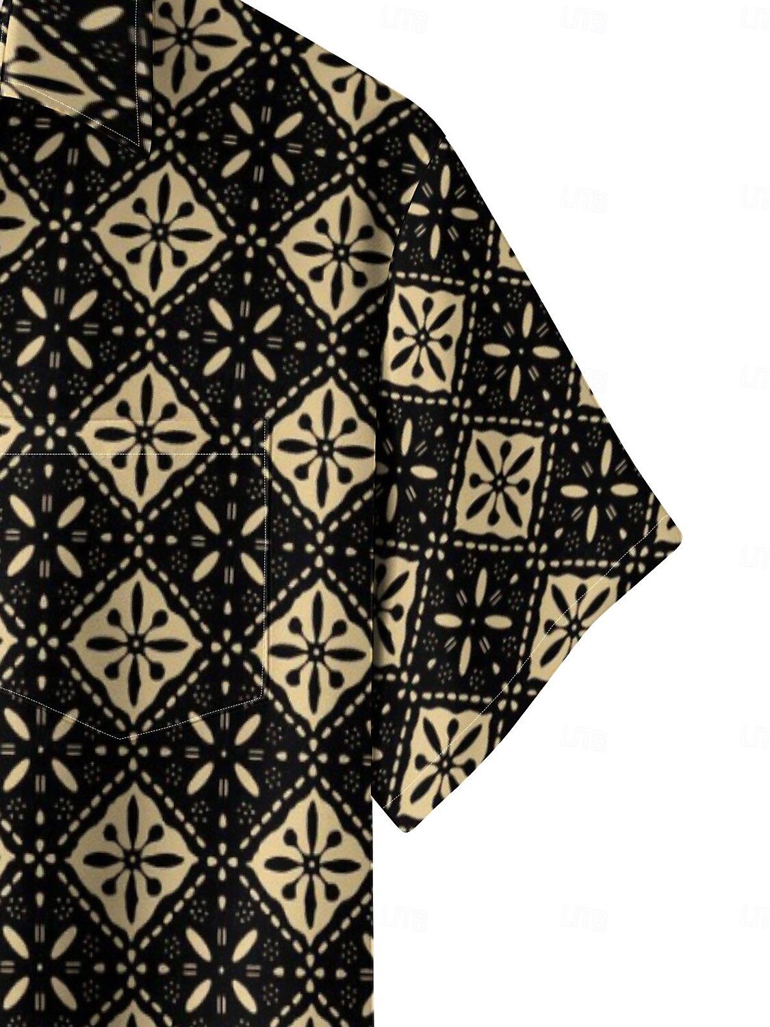Herren Ethnisch Blumen / Pflanzen Knopfhemd Kurzarm Brautkleider schlicht Ausgehen Wochenende Frühling Sommer Hemdkragen Print Schwarz 2025 - $20.99 -P4