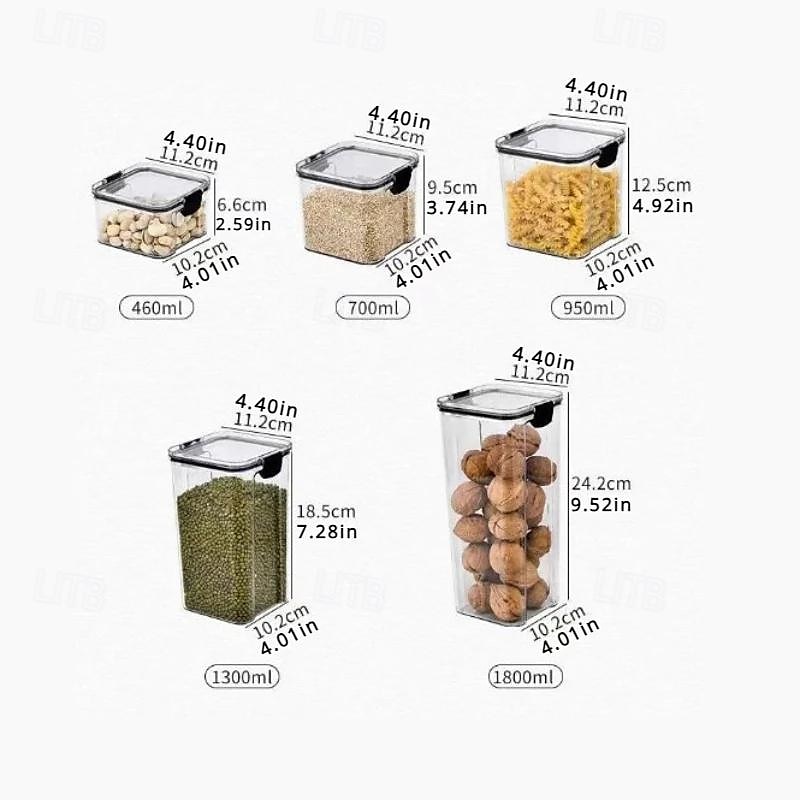 hjemmekjøkken fuktsikker forseglet krukke korn husholdningskjøkken oppbevaringsboks matgodkjent gjennomsiktig plastoppbevaringskrukke 1 stk. 2025 - $8.99 –P3