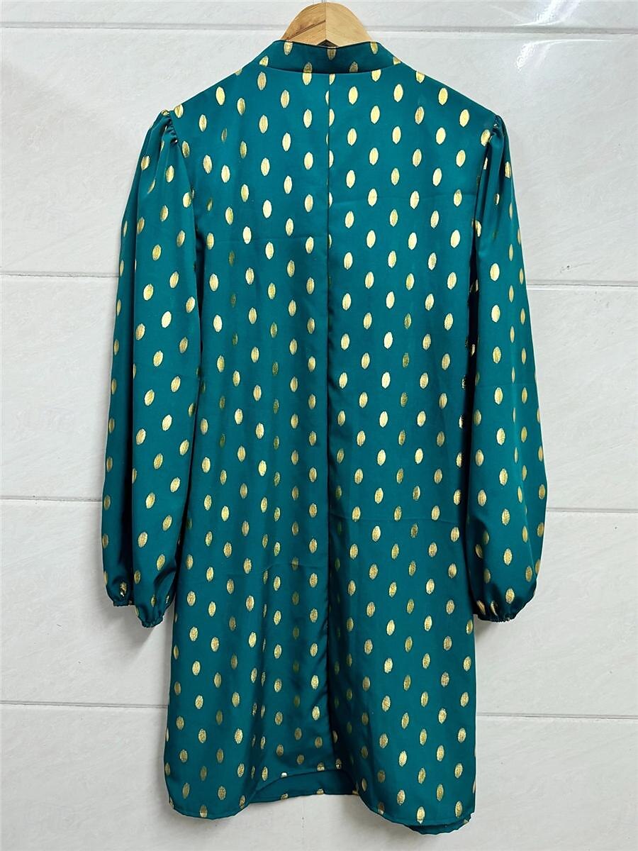 dames polkadot print getande hals mini jurk stijlvol feest dagelijks lange mouw herfst 2025 - $41.99 –P6
