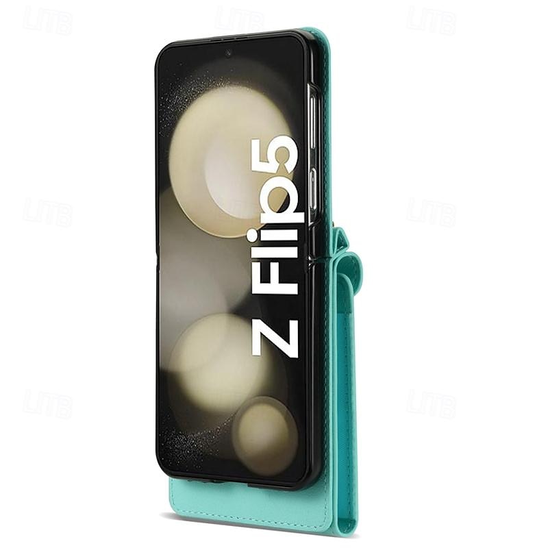Phone Case For Samsung Galaxy Z Flip 6 Z Flip 5 Z Flip 4 Z Flip 3 Flip Cover Zipper with Lanyard Card Slot Retro PC PU Leather 2025 - $27.99 –P7