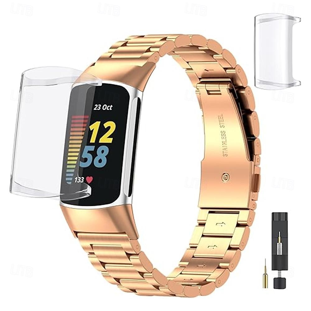 Pasek do inteligentnego zegarka kompatybilny z Fitbit Charge 6 / Fitbit Charge 5 Pasek do smartwatcha ze stali nierdzewnej z narzędziem do usuwania Wymienna opaska sportowa Opaska na nadgarstek z 2025 - $27.99 –P4