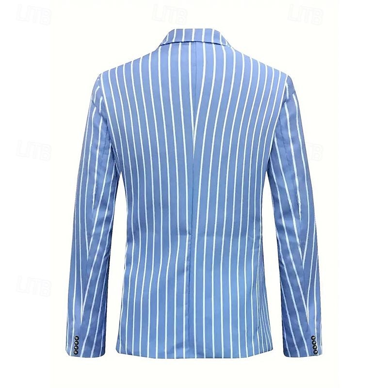 Homme Remise de diplôme Blazer Affaires Cocktail Fête de mariage Mode Occasionnel Printemps & Automne Polyester Rayures Boutons Avec Poches Confortable Simple Boutonnage veste Rose Claire Bleu Orange de 2025 ? $53.99 –P3