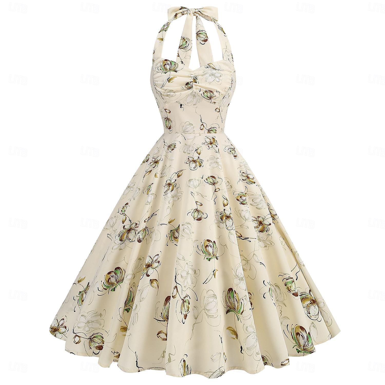Retró 1950-es Rockabilly Térdig érő Swing ruha Flare ruha Pánt Virágos Kockás A-vonalú Női Farsang Vakáció Alkalmi / Napi Retro témájú buli Felnőttek Ruha Tavaszi nyár 2025 - $46.99 –P8