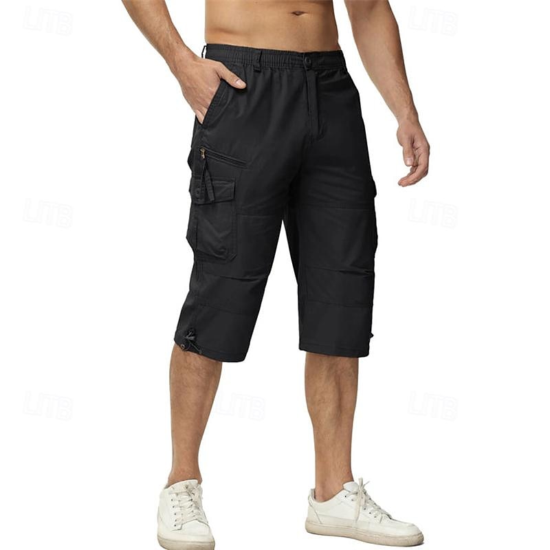Per uomo Pantaloncini modello cargo Pantaloni modello Capri Maglia da escursione Bottoni Vita elastica Multi tasca Liscio Indossabile Polpaccio Esterno Giornaliero Campeggio e hiking Di tendenza del 2025 a $20.99 –P2