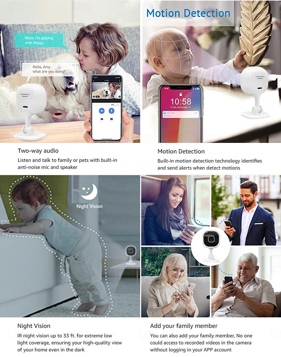 A3 IP Camera 1080P Mini Wireless Motion Detection Remote Access IR-cut Indoor Support 64 GB 2025 - $47.99 –P6