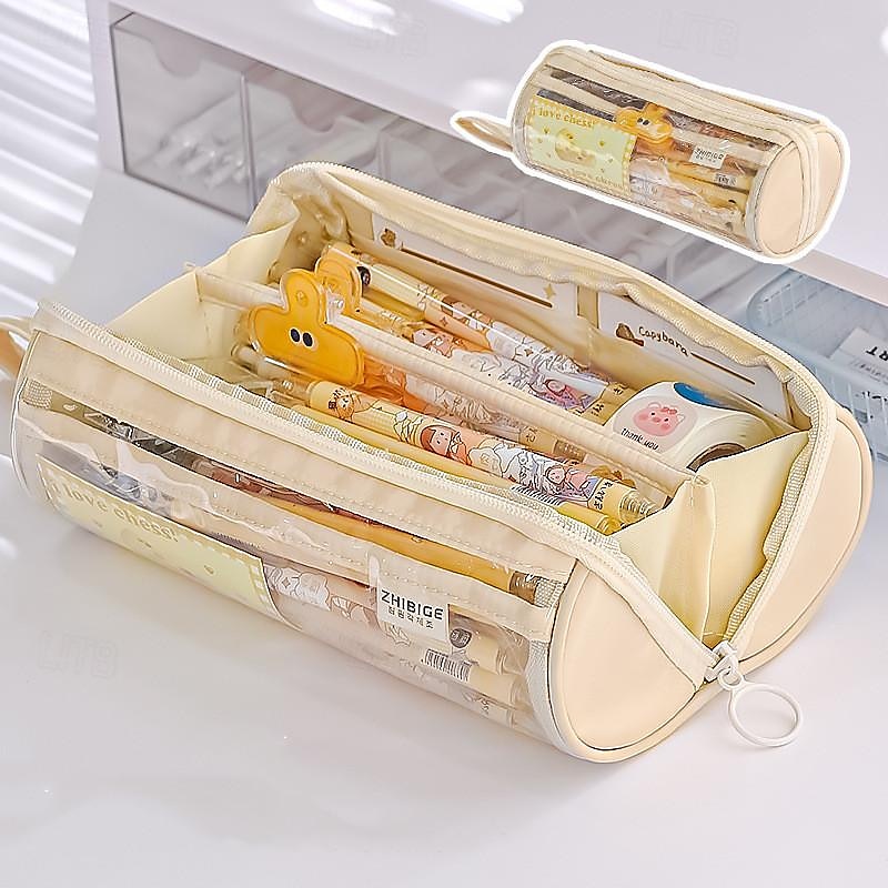 New Transparent Pen Bag Creative Simple Multi-functional Primary and Secondary School Students Stationery Pencil Case Large Capacity Pencil Case 2025 - $15.99 –P7