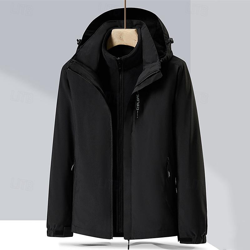 Voor heren Softshell jas Wandeljack Regenjack Hardshelljack Buitenshuis Thermisch Warm Winddicht Waterbestendig 3-in-1 jas Windjack Reizen Zwart Rood Donkerblauw Grijs 2025 - $53.99 –P2