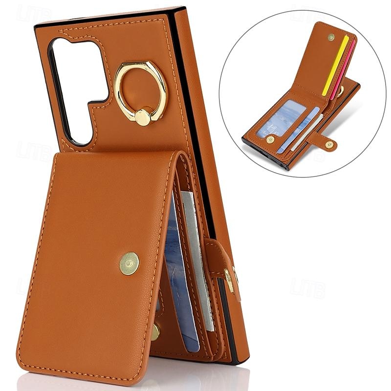 telefon Carcasă Pro Samsung Galaxy S24 Ultra Plus S23 Ultra Plus S22 Plus Ultra A55 A35 A25 A15 5G A14 A54 A53 S25 Ultra Pouzdro na peněženku se stojánkem Držák na prsteny Slot pro kartu Retro TPU PU 2025 - $19.99 –P3