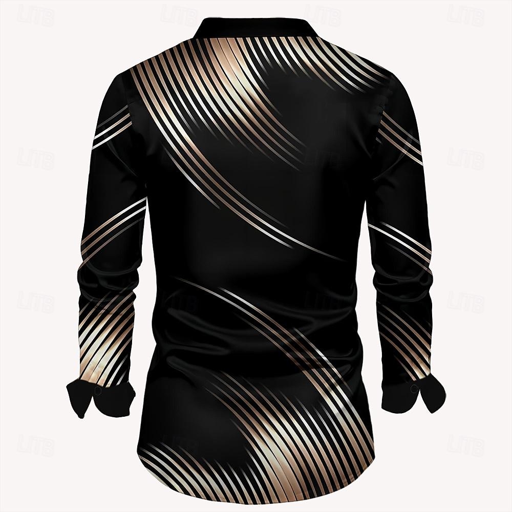 Men's Shirt Dress Shirt Button Up Shirt Long Sleeve Fashion Casual Party Evening Wear Causal Casual Summer Spring Fall Turndown Button Up 3D Print Black 2025 - $27.99 –P2
