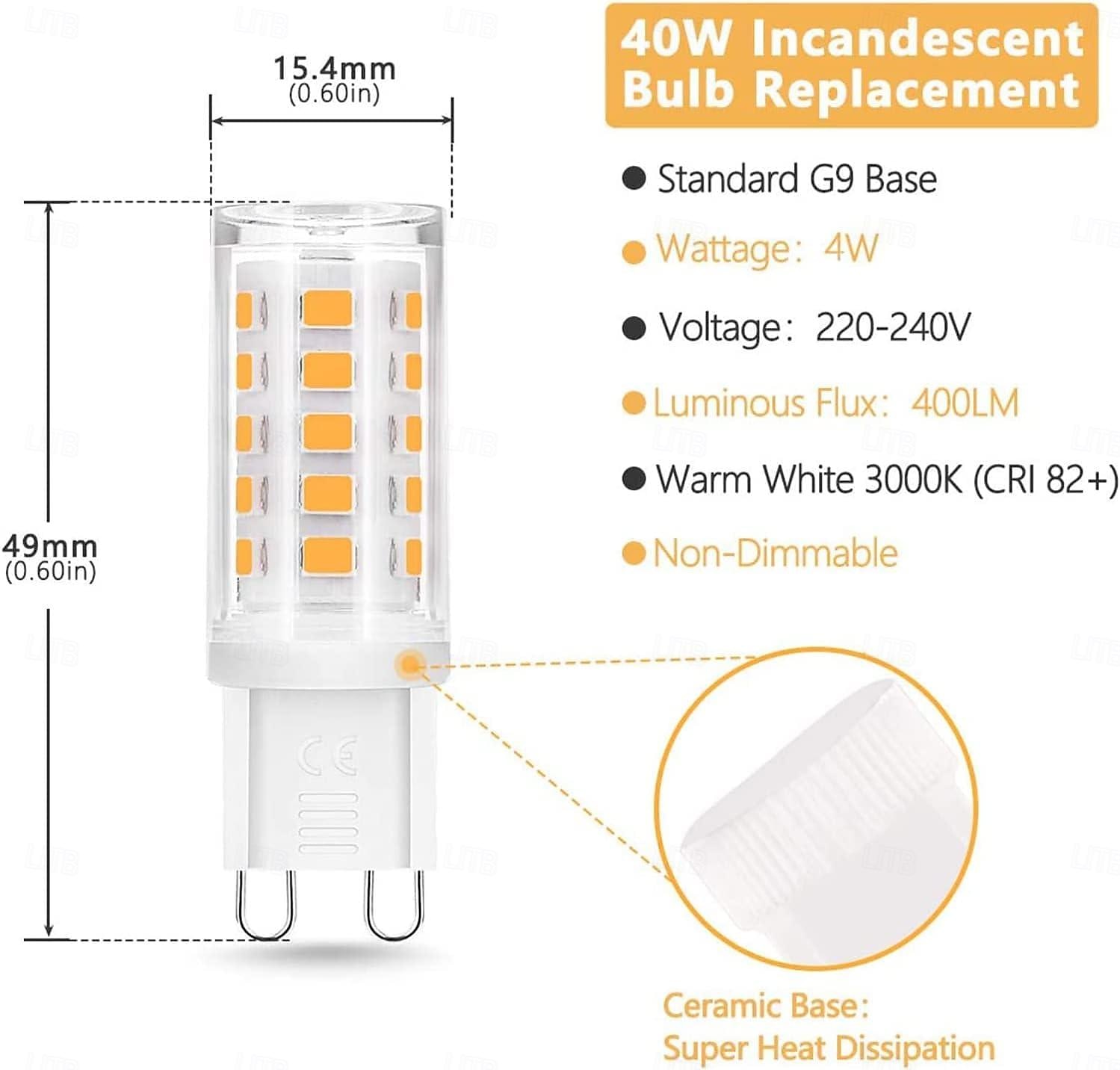 6pcs G9 LED Bulbs Incandescent Bulb 4W Replacement for Halogen Lamp 40W No Flickering AC 220V 240V Energy Saving Small Bulb 2025 - $21.99 –P1