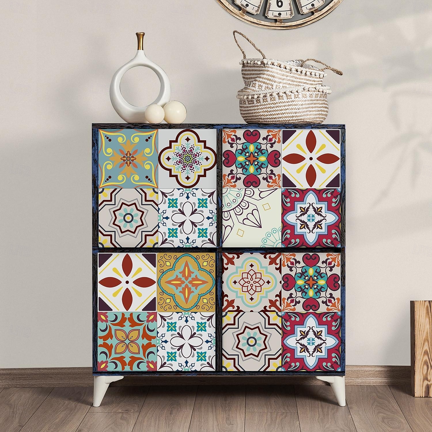 24 pegatinas de azulejos de estilo marroquí, calcomanías de pared de PVC con película de cristal engrosada, impermeables &Decoración de pared de azulejos retro extraíbles y a prueba de aceite para 2025 - $10.99 –P7