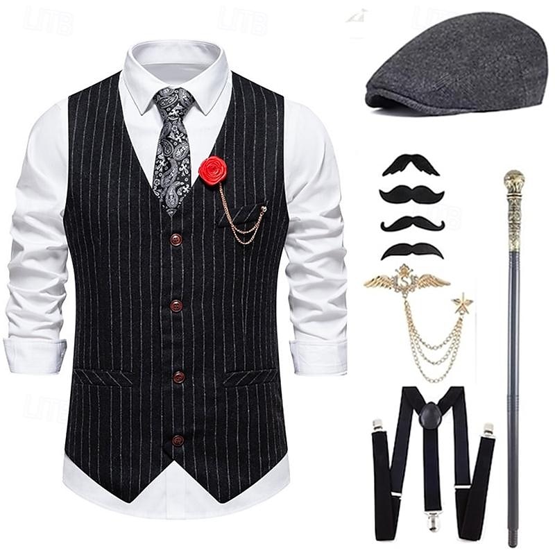 Retro Antiguo Rugido 20s 1920s Sombreros Accesorios Chaleco El gran Gatsby Caballero Moda Hombre Navidad Víspera de Todos los Santos Carnaval Fiesta de baile Despedida de Soltera Festival Adulto 2025 - $55.99 –P3