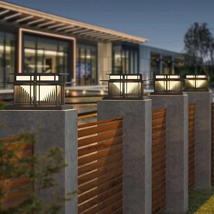 luz de parede externa led branco quente 35/42 cm 1 luz estilo chinês luzes de coluna à prova d'água luzes de poste de pátio e27 lâmpada de poste de acrílico transparente 110-240v de 2025 por $265.59 –P9