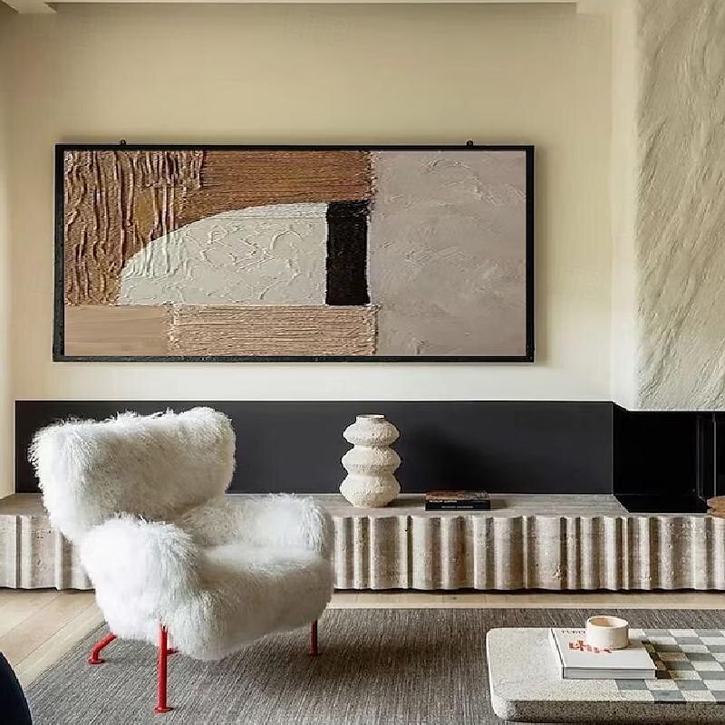 beige braun Malerei handgemachte braun Wabi Sabi Kunstwerk Ölgemälde handgemalt strukturierte Ölgemälde beige Ölgemälde braun abstrakte Leinwand Kunst moderne horizontale Dekor Kunst 2025 - $116.99 –P4