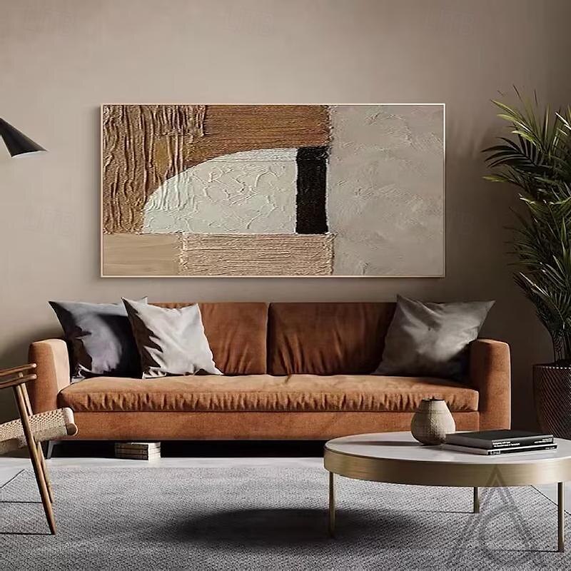 beige braun Malerei handgemachte braun Wabi Sabi Kunstwerk Ölgemälde handgemalt strukturierte Ölgemälde beige Ölgemälde braun abstrakte Leinwand Kunst moderne horizontale Dekor Kunst 2025 - $116.99 –P5