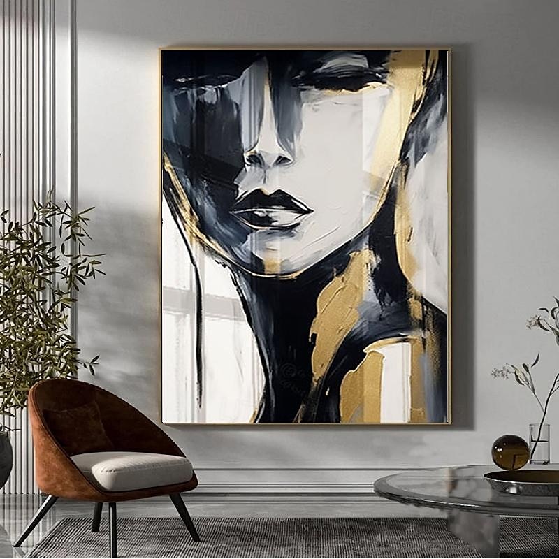 handgemaltes abstraktes Pattle Knife Frauengesicht Ölgemälde Wandkunst weibliche Figur Wandkunst Gold- und Weißgemälde handgemachte Wandkunst Frauenkunst Ölgemälde für Wandkunst moderne Wohnkunst 2025 - $133.99 –P1