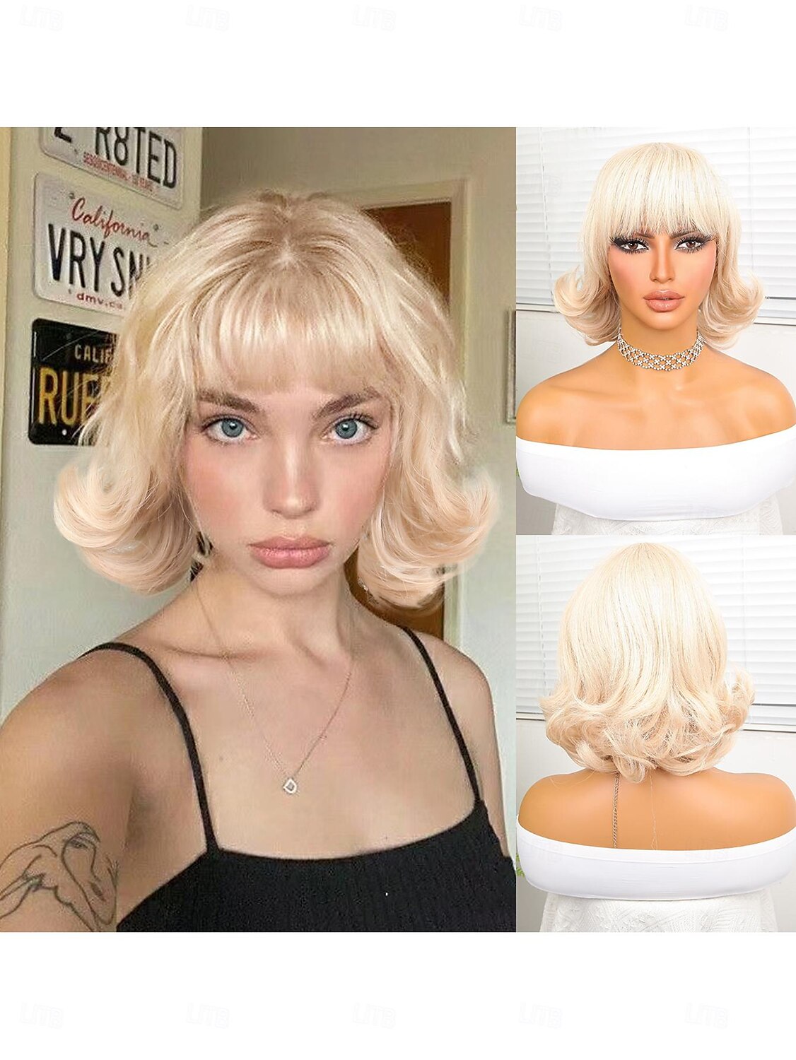 Syntetické paruky Deep Curly Střih Bob Elegantní ofina Paruka 10" Zlatavá Umělé vlasy Dámské Zlatá 2025 - $18.99 –P1