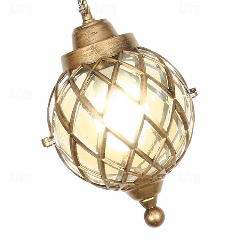 lampade a sospensione per esterni, lampada a sospensione per esterni portico impermeabile lampadario in metallo nero con globo di vetro trasparente con struttura in gabbia di ferro, lanterna esterna del 2025 a $92.99 –P5
