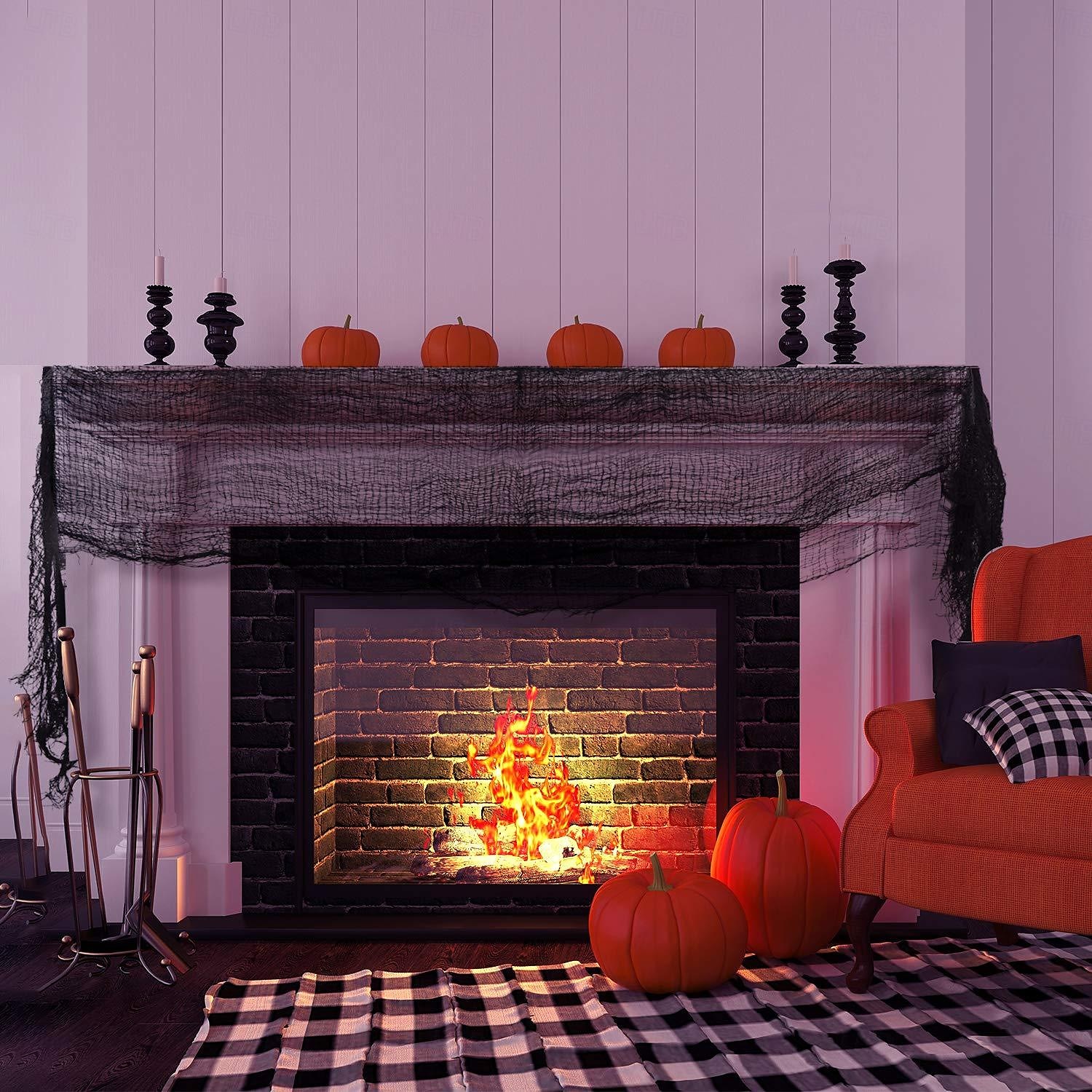 halloween musta kammottava kangas pelottava sideharsokangas oviaukot verkkokangas kummitustaloon kammottavia ja pelottavia halloween-koristeita 2025 - $10.99 –P5