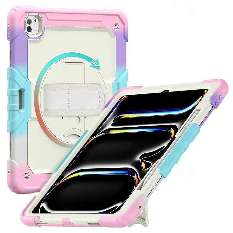 Tablet Case Cover For Apple iPad Air 11"(2024) iPad Air 13"(2024) iPad Pro 11"(2024) iPad Pro 13"(2024) Portable Handle Pencil Holder Camouflage Armor PC Silicone 2025 - $34.99 –P9