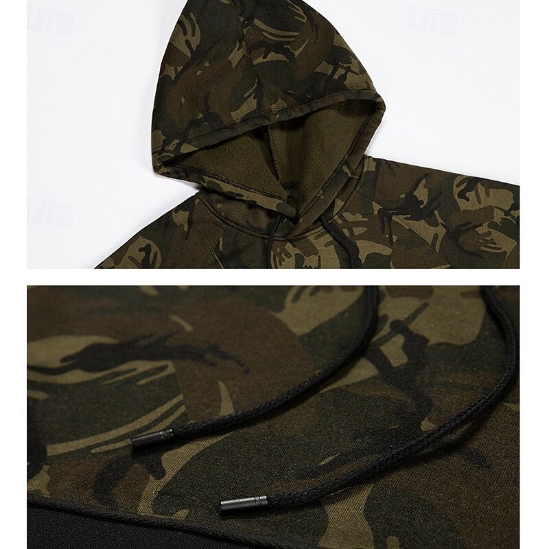 Herr Huvtröja Svart Armégrön Huva Färgblock Kamuflasje Lappverk Ficka Sport & Utomhus Dagligen Helgdag Streetwear Grundläggande Ledigt Vår & Höst Kläder Pull Tröjor 2025 - $26.99 –P11