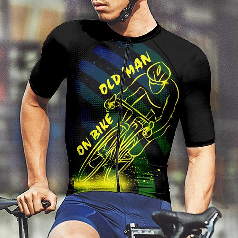 2025年 男性用 サイクリングジャージー 半袖 バイク Tシャツ ジャージー トップス 3つのリアポケット付き マウンテンサイクリング 高通気性 速乾性 イエロー グリーン グラフィック スポーツ 衣類 コレクション – $30.99 –P7