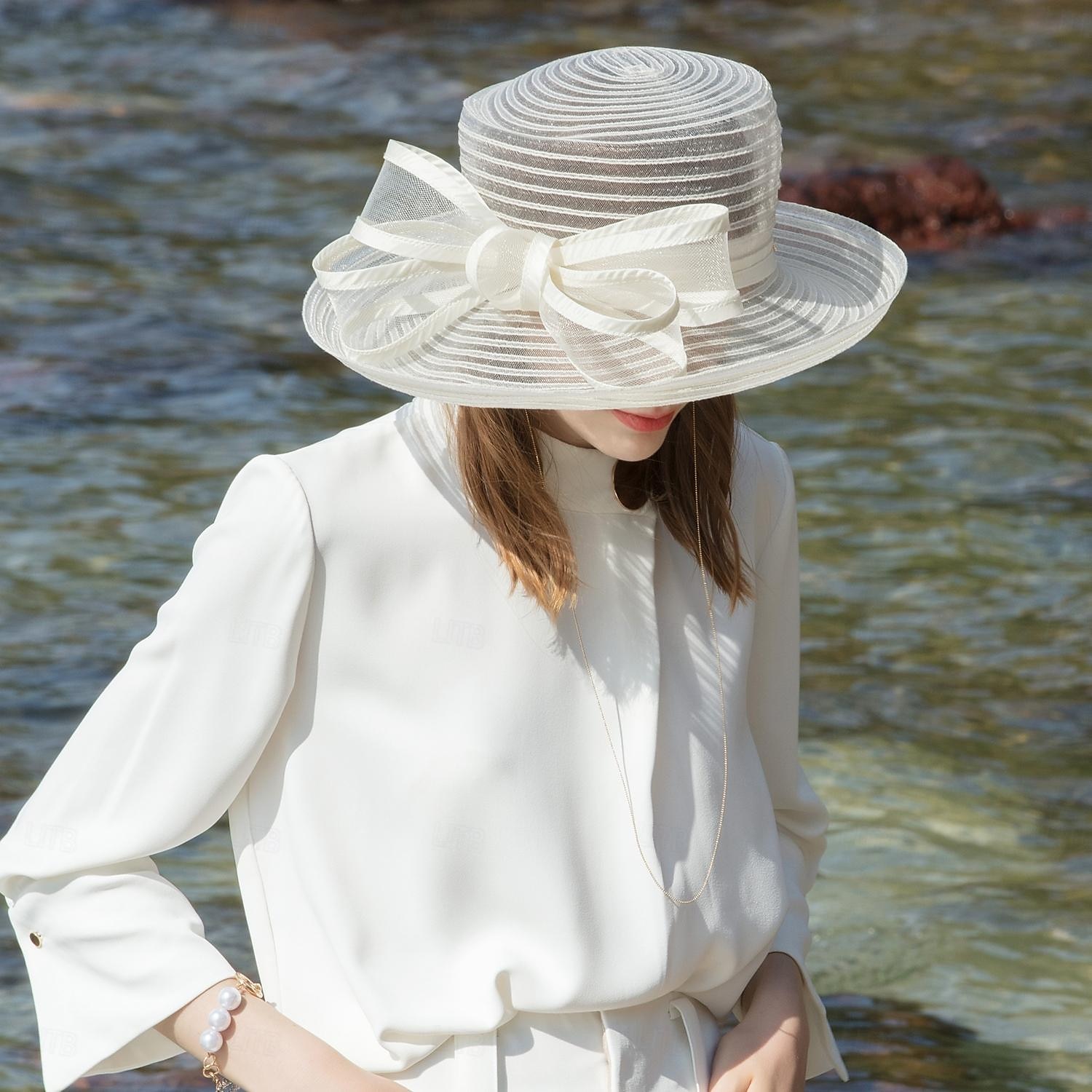 chapeaux fibre seau chapeau disquette chapeau chapeau de soleil mariage décontracté élégant mariage avec nœud papillon casquette casque chapeaux de 2025 ? $48.99 –P7