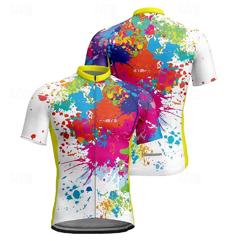 Herren Radtrikot Graffiti Kurzarm Fahhrad T-Shirt Trikot mit 3 Gesäßtaschen Mountainbike MTB Schnelltrocknend Anatomisches Design Feuchtigkeitsableitend Atmungsaktiv Sport Weiß Gelb Blau Bekleidung 2026 - $30.99 –P12