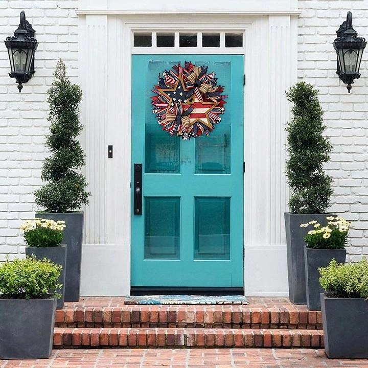 патриотический венок ко Дню независимости, праздничный венок с принтом флага США, красные, белые, синие гирлянды, венки, 4 июля, настенный декор, венки для входной двери, уличный приветственный знак, дверные вешалки 2025 - $27.99 –P7
