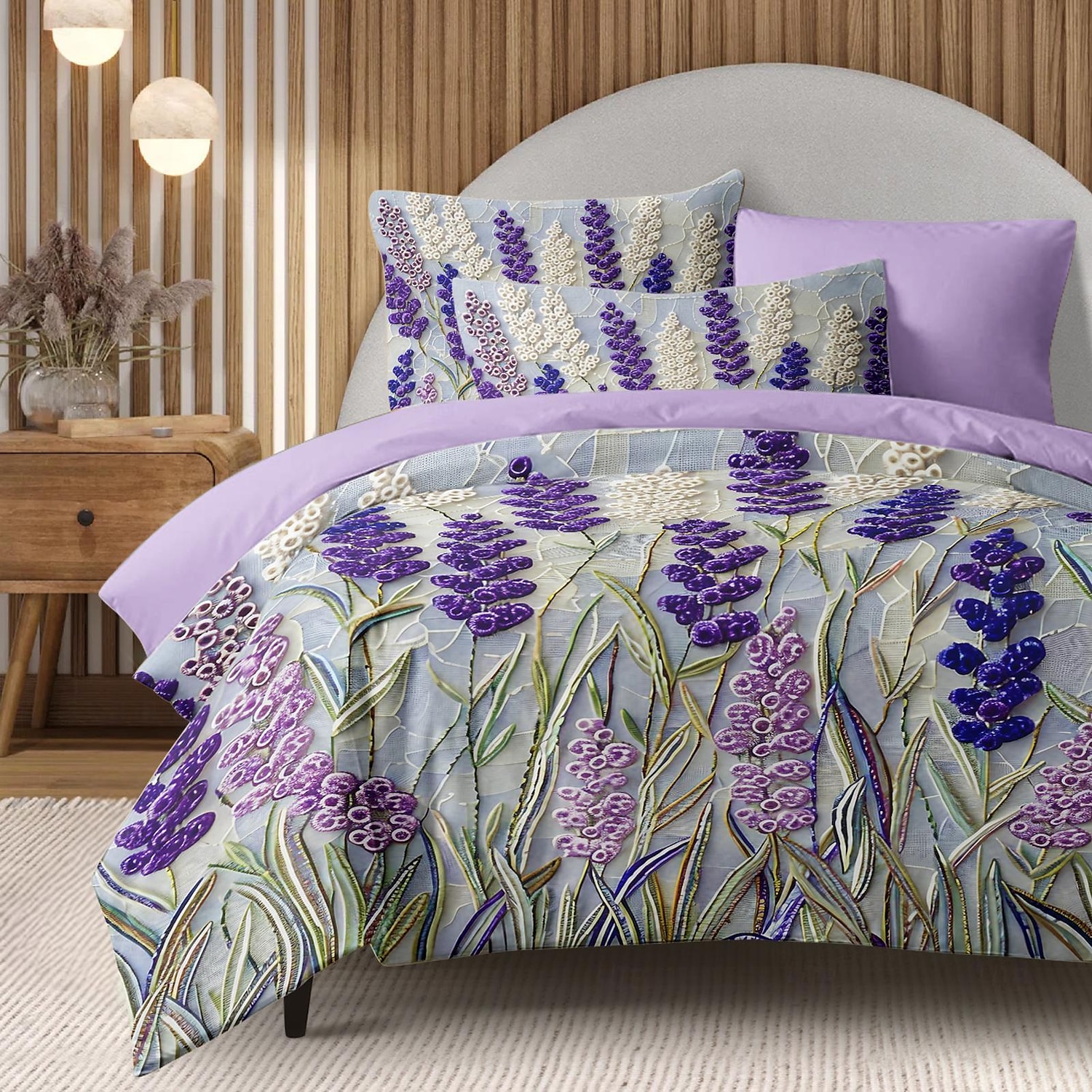 set copripiumino lavanda oscillante set in cotone con motivi floreali morbido set di biancheria da letto di lusso in 3 pezzi set decorazioni per la casa regalo twin completo king size copripiumino queen size del 2025 a $41.99 –P1