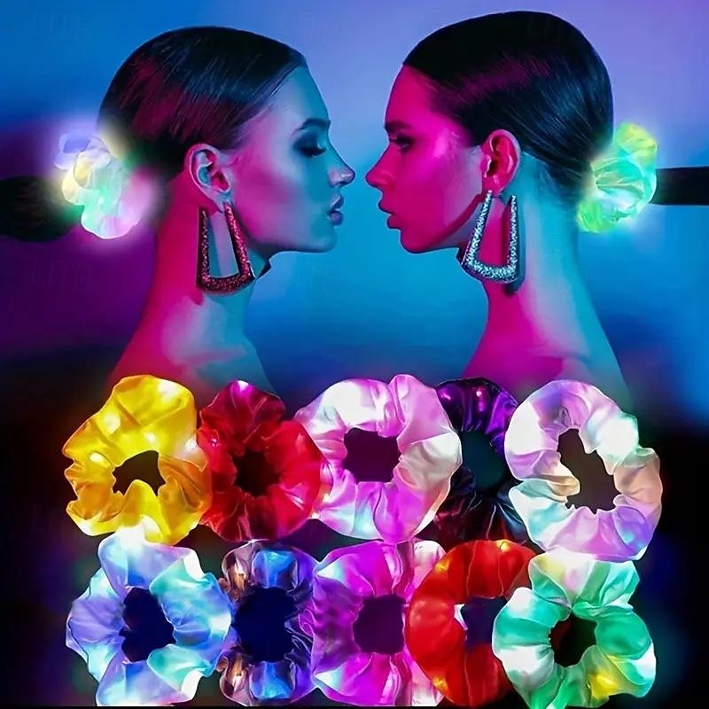 9 stk led festivalhårbånd - sterkt glødende elastiske bånd med flerfargede neonlys - 3 moduser for tilbehør til kvinners fest - perfekt for julefeiringer 2025 - $16.99 –P2