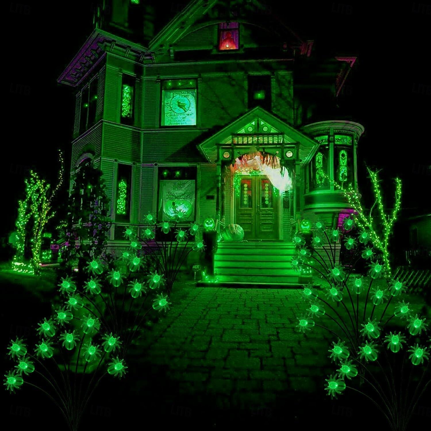2pcs Halloween Solar Firefly Swing Spiders Light Purple Red Green Solar Outdoor Lawn Pathway Lights Waterproof Plug In the Ground Lamp Swing with the Wind for Outdoor Yard Garden Pathway Patio Decoration Lamp 2026 - $27.99 –P11