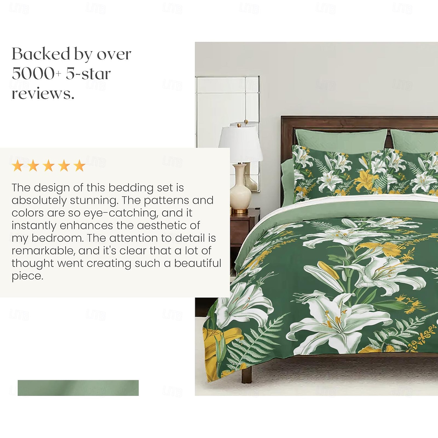 Conjunto de edredom de 3 peças com estampa de lírio branco, para quarto de hotel, quarto de hóspedes, conjunto confortável, 1 capa de edredom, 2 fronhas de 2025 por $60.99 –P19
