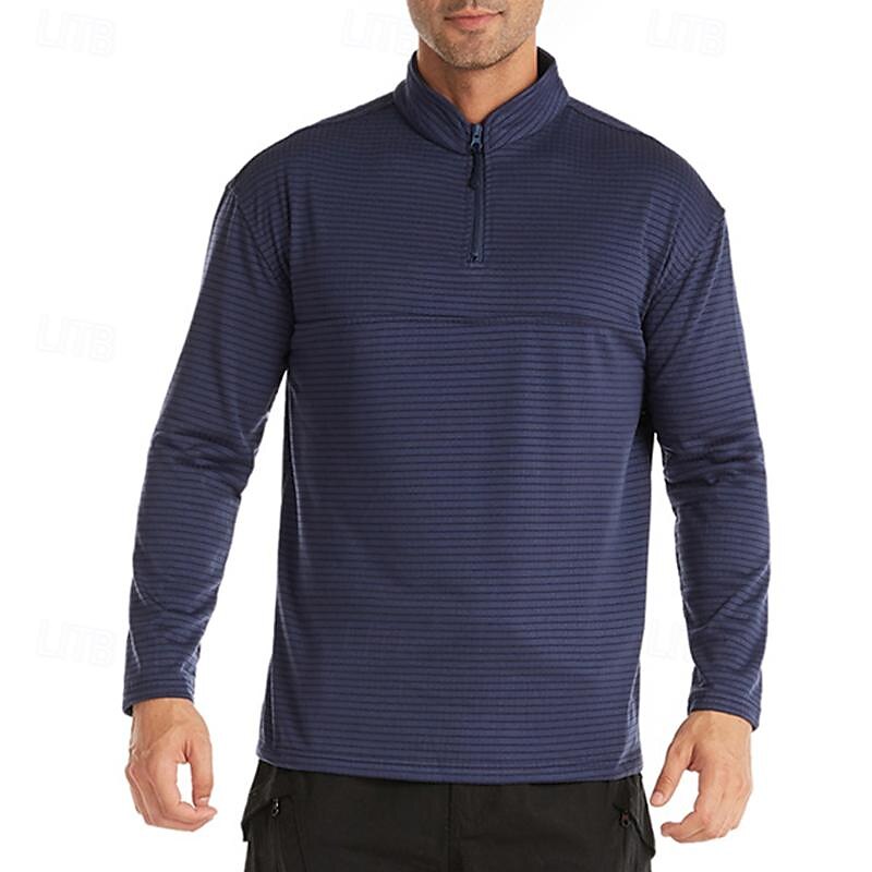 Men's Base Layer Quarter Zip Long Sleeve Jersey Casual Athleisure Fall Polar Fleece Thermal Warm Gym Workout Running Walking Sportswear Activewear Solid Colored Black Navy Blue Khaki 2025 - $13.99 –P9