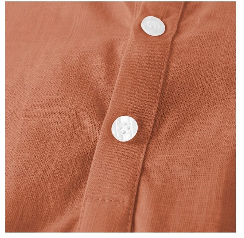 Homme Chemise en lin Chemise à col chinois Chemise à col mao Chemise d'été Chemise de Plage Couleur Unie Extérieur Vacances Noir Blanche bleu marine Marron Manche Courte Col montant Printemps de 2025 ? $19.49 –P4