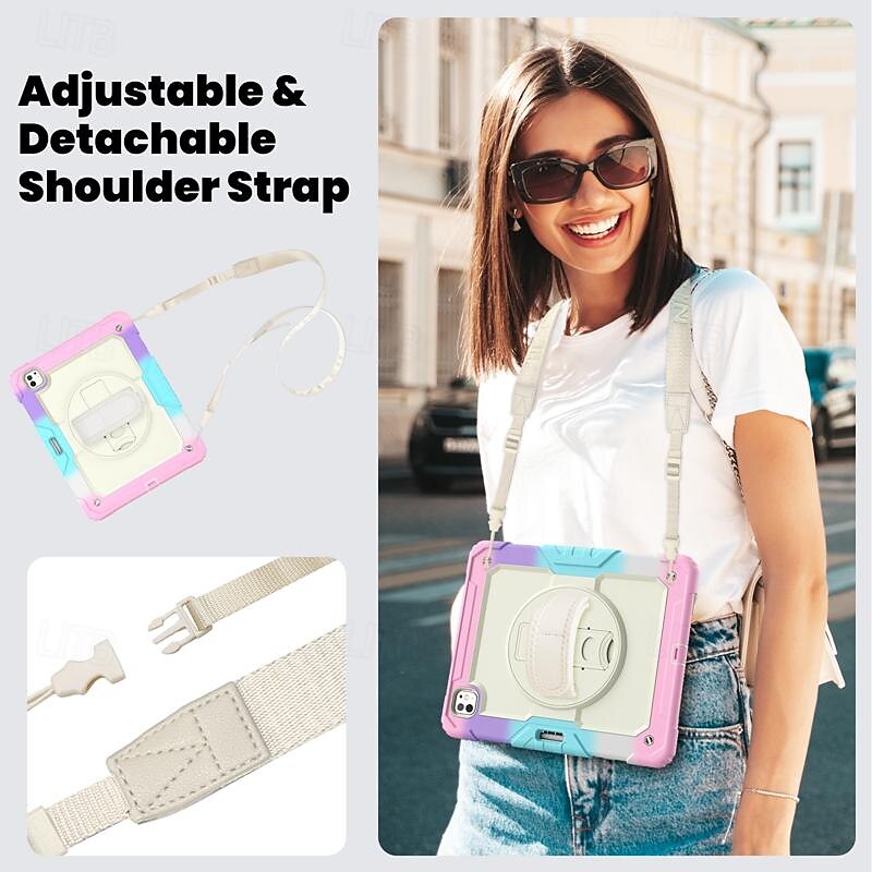 Tablet Case Cover For Apple iPad Air 11"(2024) iPad Air 13"(2024) iPad Pro 11"(2024) iPad Pro 13"(2024) Portable Handle Pencil Holder Camouflage Armor PC Silicone 2025 - $34.99 –P8