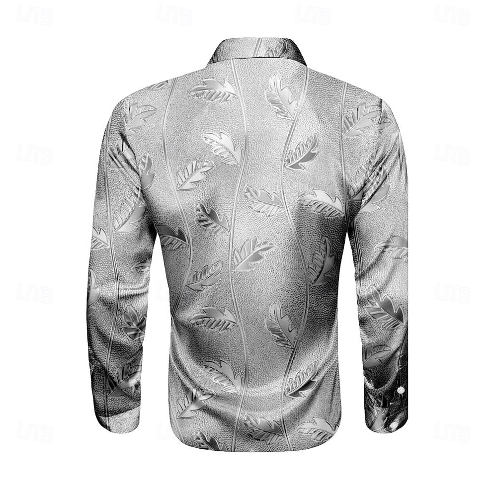 Voor heren Overhemd Satijnen overhemd Overhemd met knopen Bloemig Feestavondkleding Licht Blauw Geel Grijs Lange mouw Strijkijzer Zomer Lente Kleding Dichtknopen 2025 - $27.99 –P4