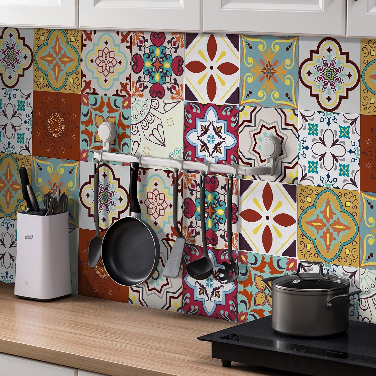 24 pegatinas de azulejos de estilo marroquí, calcomanías de pared de PVC con película de cristal engrosada, impermeables &Decoración de pared de azulejos retro extraíbles y a prueba de aceite para 2025 - $10.99 –P4