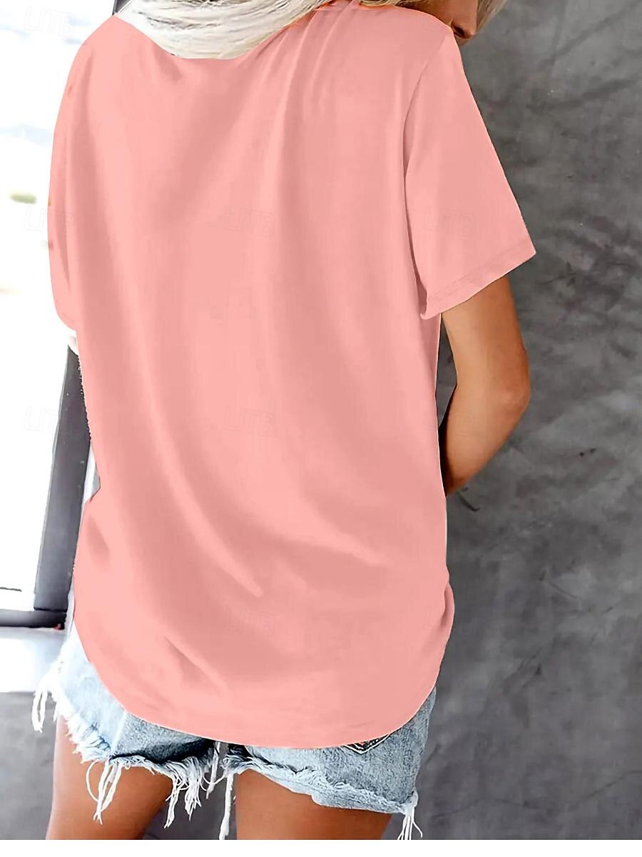 Women's T shirt Tee 100% Cotton Daily Casual Short Sleeve Pink Summer 2025 - $34.99 –P2